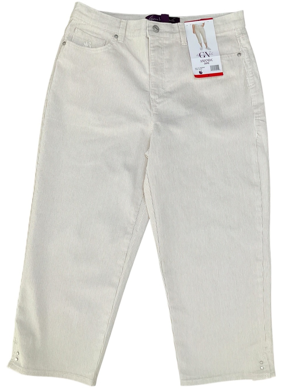 Gloria Vanderbilt Women’s Capri Multi Cream Cropped Capris Size 8 NWT - Picture 2 of 12